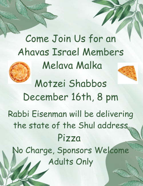Banner Image for Ahavas Israel Members Melava Malka